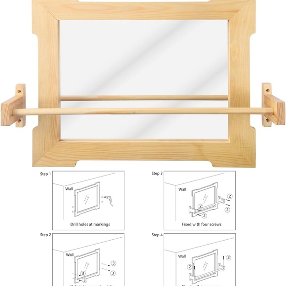 NEW Wooden Shatterproof Mirror & Barre for Babies Toddlers Playrooms Montessori - Picture 5 of 12